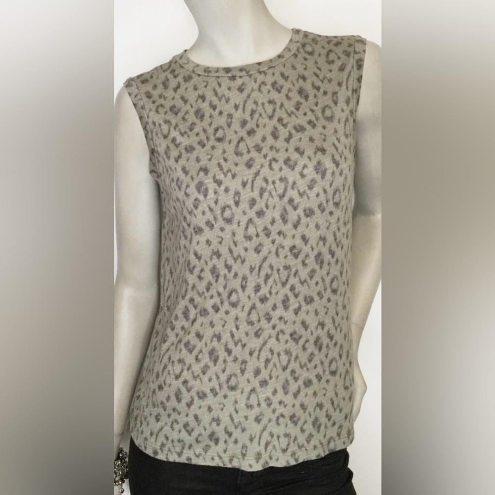 Micheal Stars Chic Animal Print Sleeveless Blouse XS Athleisure Casual Flare